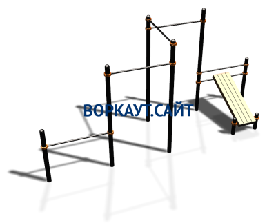 Воркаут комплекс разноуровневых турников со скамьей для пресса ВС-37 в Калуге