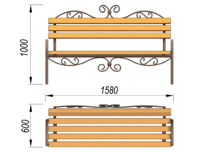 Лавочка кованная МАФ 1606 в Калуге