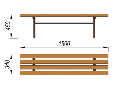 Лавочка без спинки МАФ 1601 в Калуге