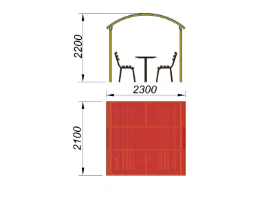 Стол и лавки под навесом МАФ 4005 в Калуге