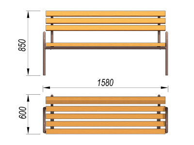 Парковая лавочка со спинкой МАФ 1605 в Калуге