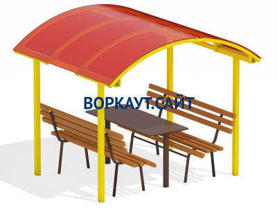 Стол и лавки под навесом МАФ 4005 в Калуге