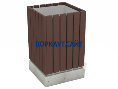 Урна деревянная квадратная с бетонным основанием МАФ 1633 в Калуге